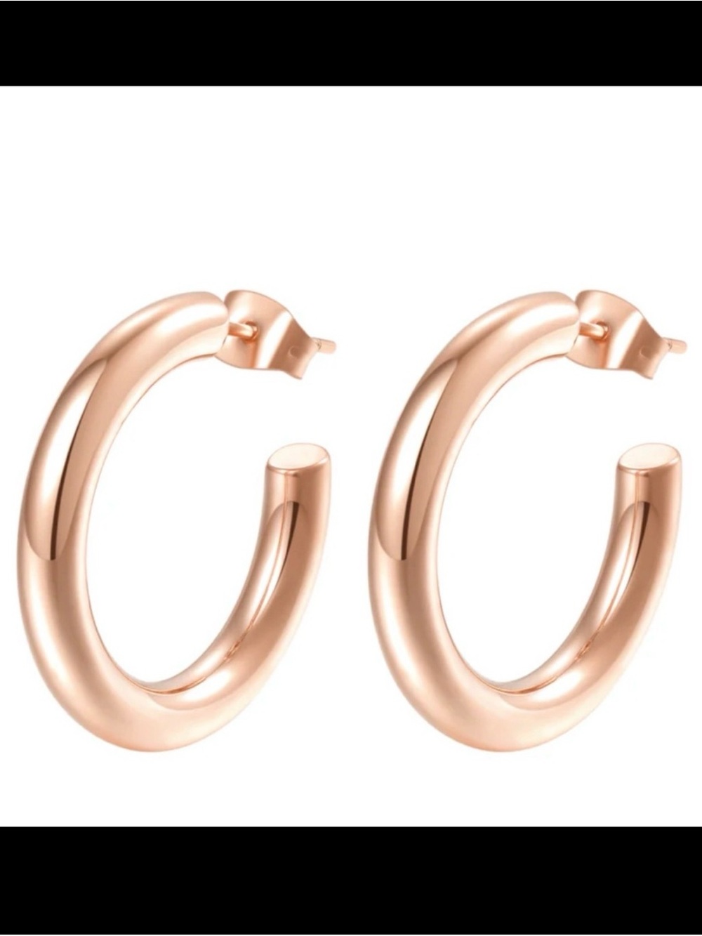 PAVOI Rose Gold 14K Hoop 30mm Earrings Post Style NIB